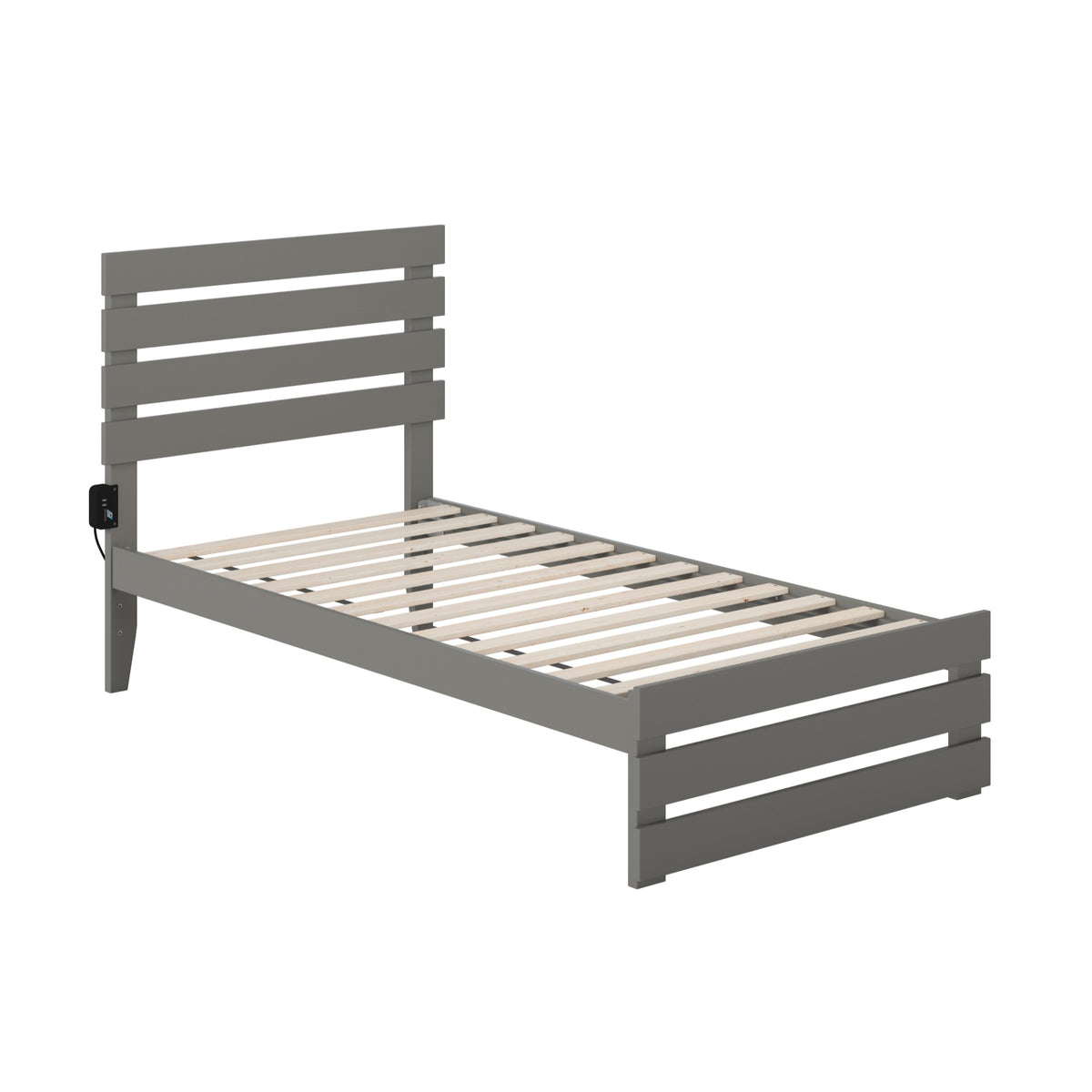 Oxford Twin Bed With Footboard And Usb Turbo Charger In Grey