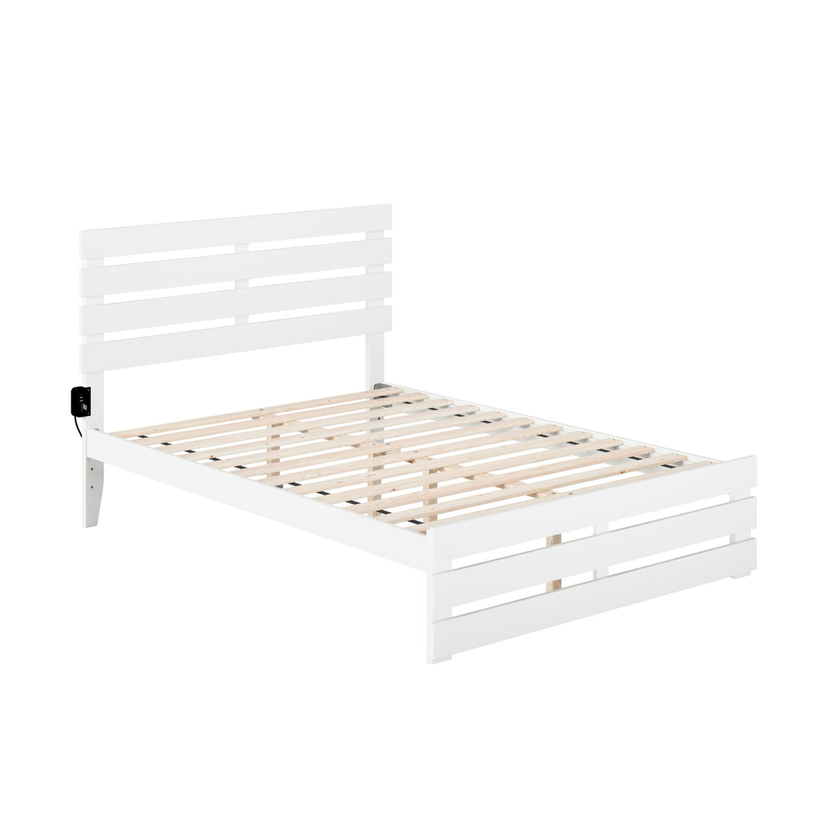 Oxford Full Bed With Footboard And Usb Turbo Charger In White