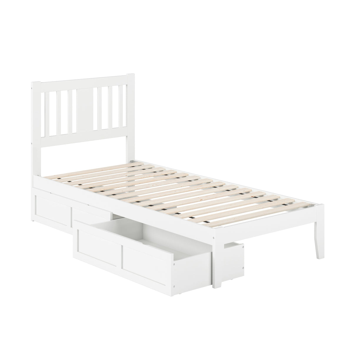 Tahoe Twin Xl Platform Bed With 2 Storage Drawers In White