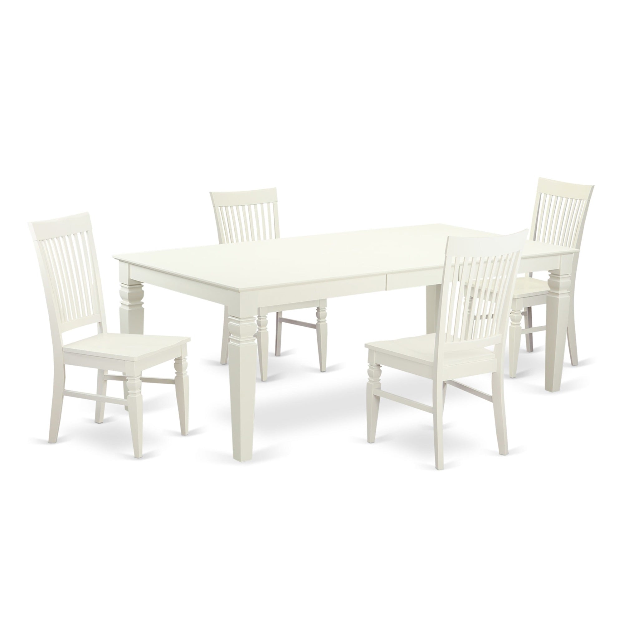 LGWE5-LWH-W 5 PC Dining room set with a Dining Table and 4 Dining Chairs in Linen White