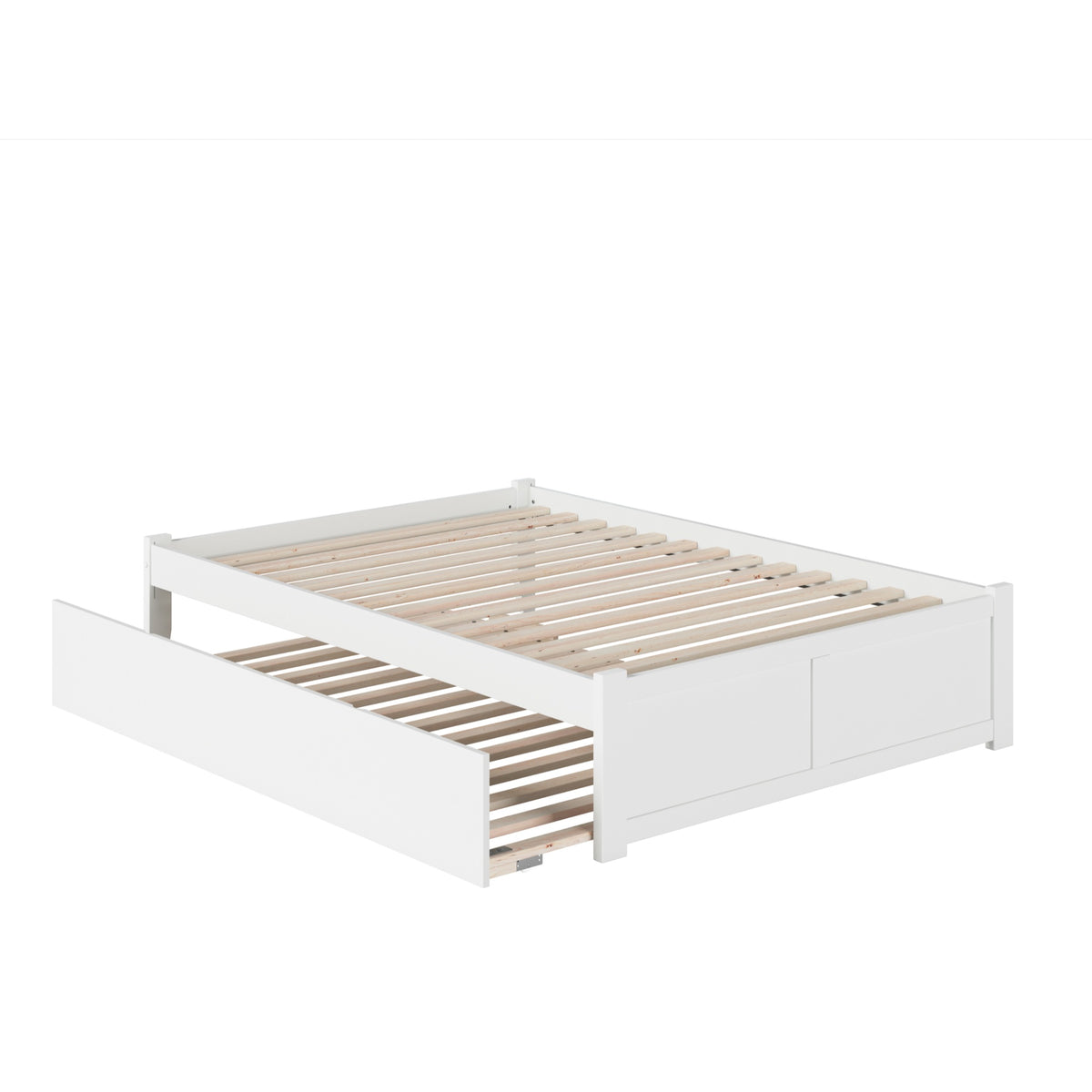 Concord Full Platform Bed With Flat Panel Foot Board And Full Size Urban Trundle Bed In White