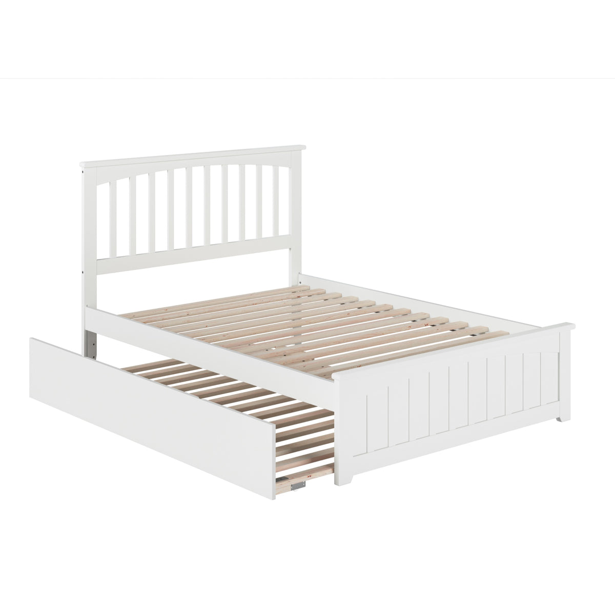Mission Full Platform Bed With Matching Foot Board With Full Size Urban Trundle Bed In White