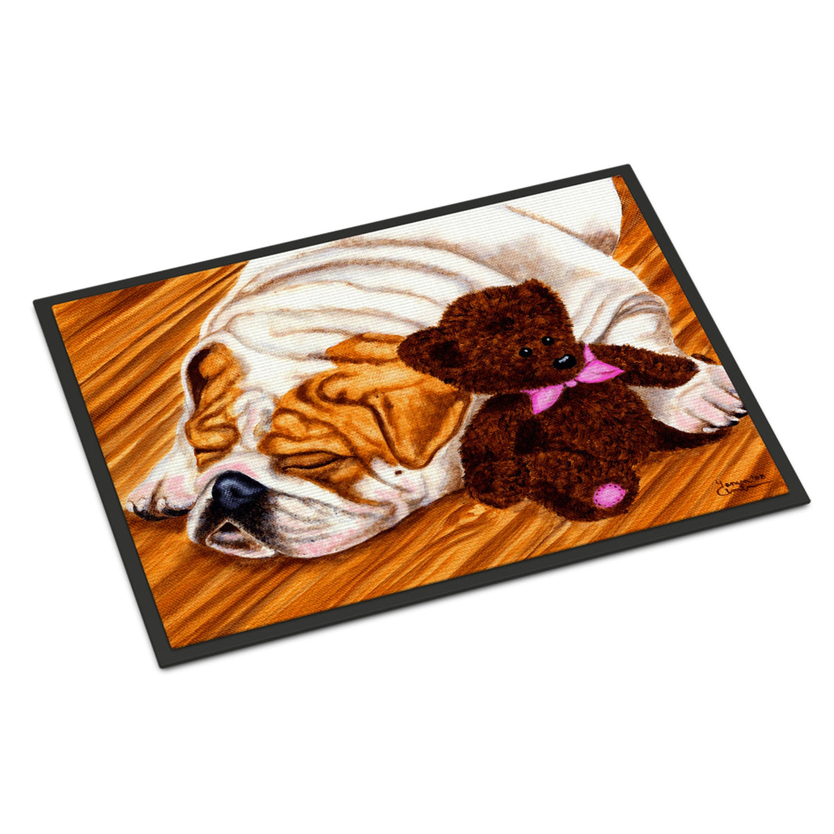 CarolineS Treasures Amb1003Mat English Bulldog And Teddy Bear Indoor Or Outdoor Mat, 18 Inch  Inch  X 27 Inch  Inch , Multicolor