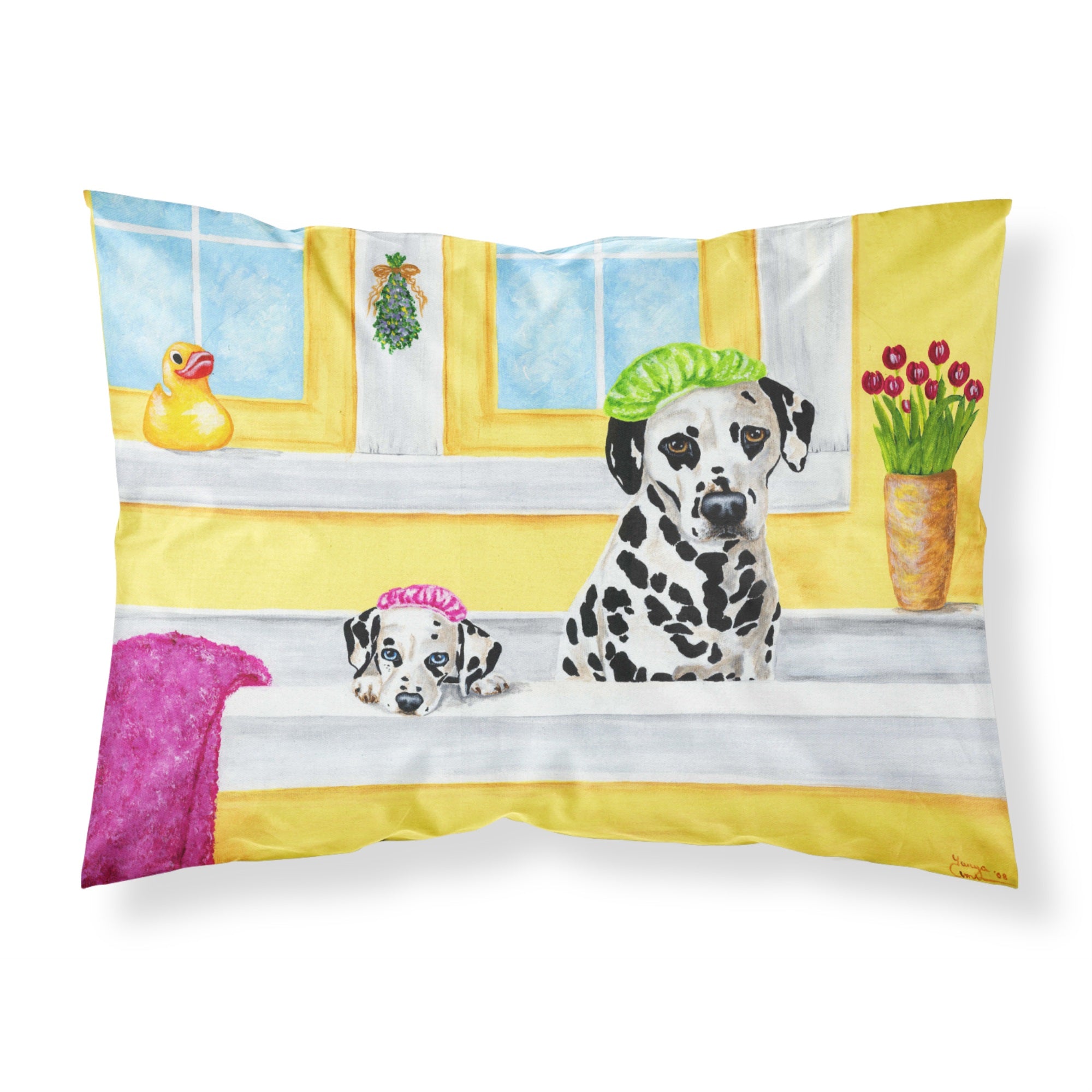 'Caroline'S Treasures Bath Day Dalmatian Fabric Standard Pillowcase Amb1099Pillowcase, Multicolor'