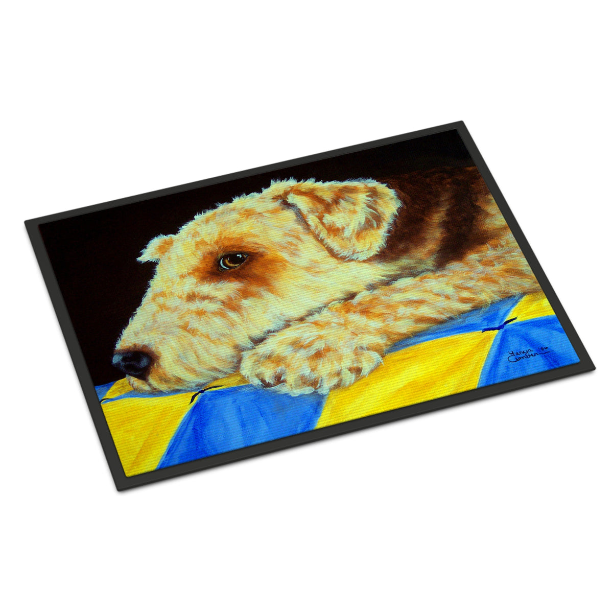 CarolineS Treasures Amb1174Jmat Airedale Terrier MommaS Quilt Indoor Or Outdoor Mat, 24 Inch  Inch  X 36 Inch  Inch , Multicolor