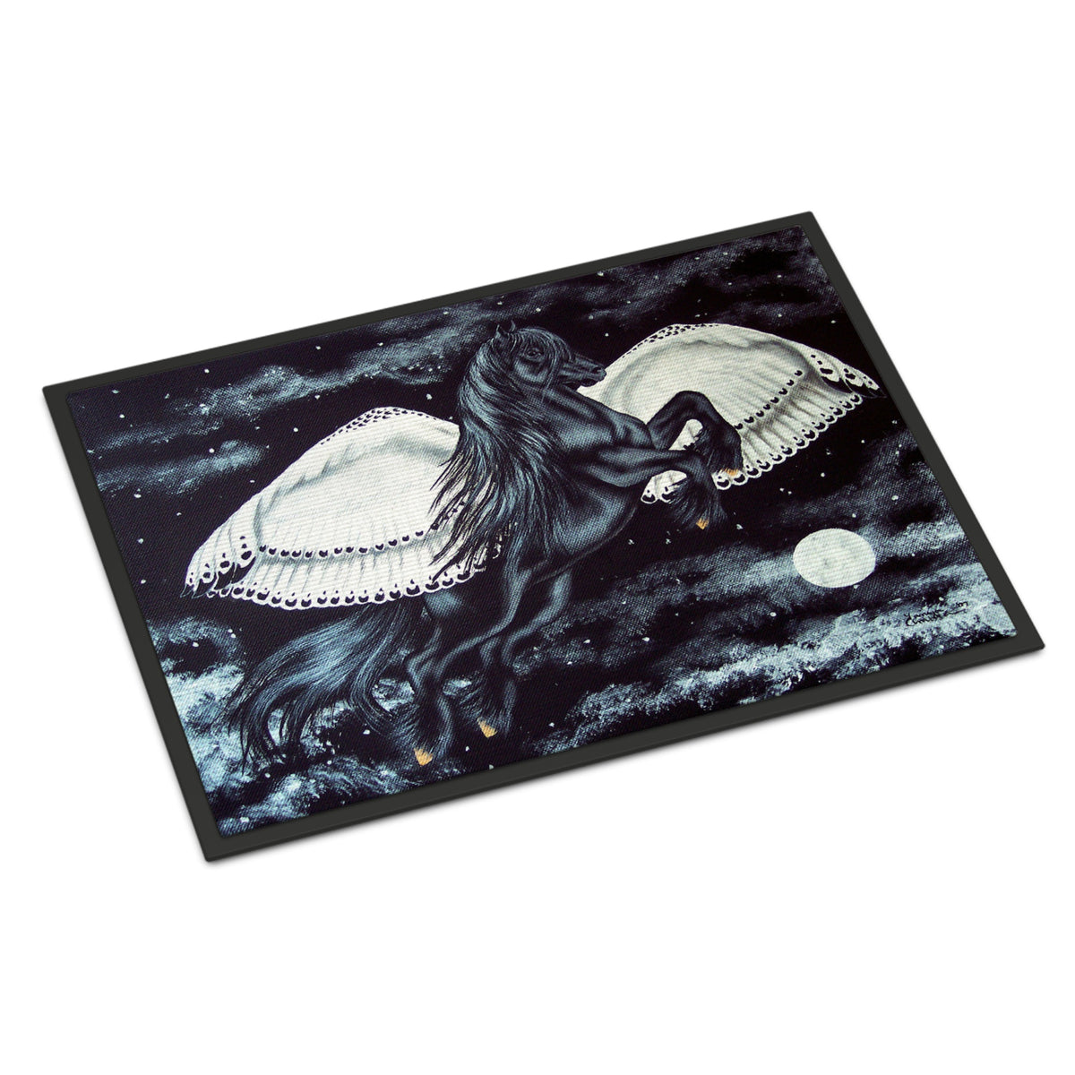 CarolineS Treasures Amb1222Jmat Black Flying Horse Indoor Or Outdoor Mat, 24 Inch  Inch  X 36 Inch  Inch , Multicolor
