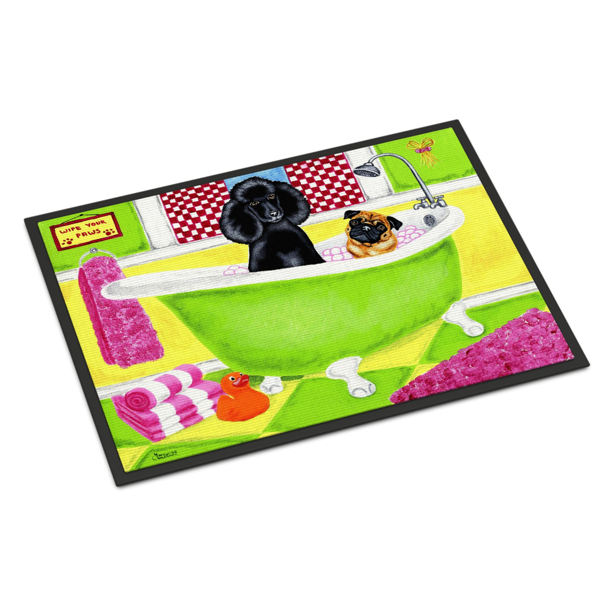 CarolineS Treasures Amb1335Jmat Tub For Two With Poodle And Pug Indoor Or Outdoor Mat, 24 Inch  Inch  X 36 Inch  Inch , Multicolor