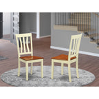 East West Furniture ANC-WHI-W Antique Dining Room Chairs - Slat Back Solid Wood Seat Chairs, Set of 2, Buttermilk & Cherry