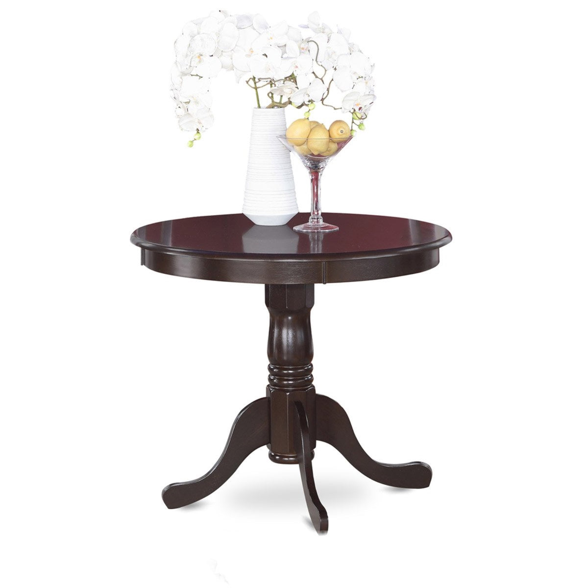 East West Furniture ANCA5-CAP-LC 5 Piece Dinette Set for 4 Includes a Round Kitchen Table with Pedestal and 4 Faux Leather Upholstered Dining Chairs, 36x36 Inch, Cappuccino