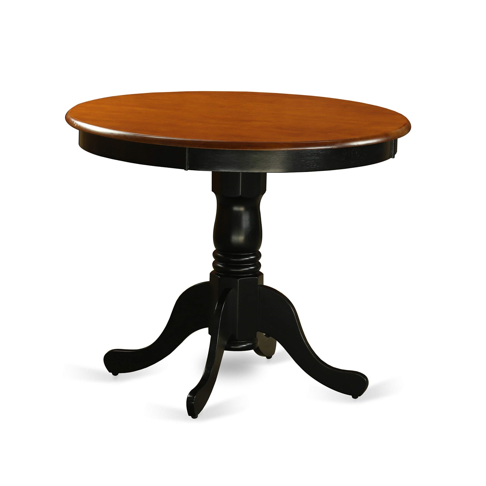 East West Furniture ANLG5-BCH-W 5 Piece Modern Dining Table Set Includes a Round Kitchen Table with Pedestal and 4 Kitchen Dining Chairs, 36x36 Inch, Black & Cherry