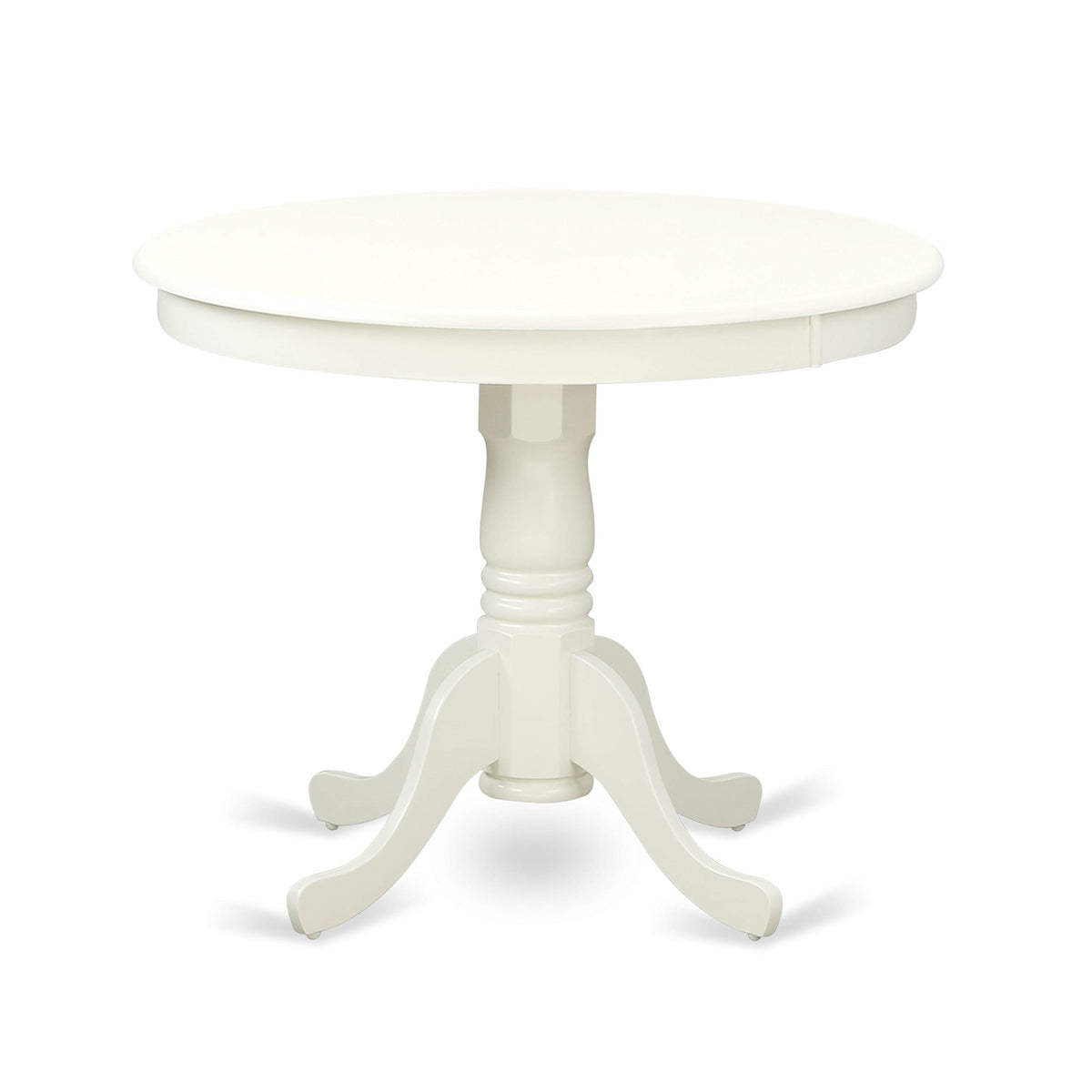 East West Furniture ANLG5-LWH-W 5 Piece Dining Table Set for 4 Includes a Round Kitchen Table with Pedestal and 4 Kitchen Dining Chairs, 36x36 Inch, Linen White