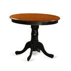 East West Furniture ANNI3-BLK-C 3 Piece Dining Table Set for Small Spaces Contains a Round Kitchen Table with Pedestal and 2 Linen Fabric Upholstered Chairs, 36x36 Inch, Black & Cherry