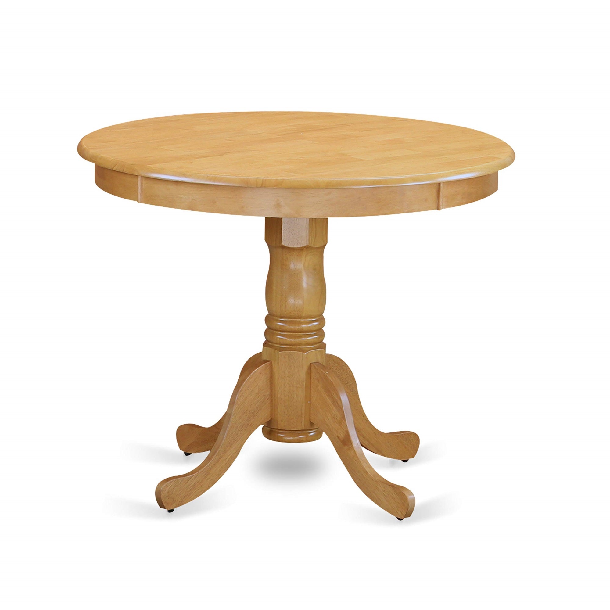 East West Furniture ANVA3-OAK-W 3 Piece Dining Table Set for Small Spaces Contains a Round Kitchen Table with Pedestal and 2 Dining Room Chairs, 36x36 Inch, Oak
