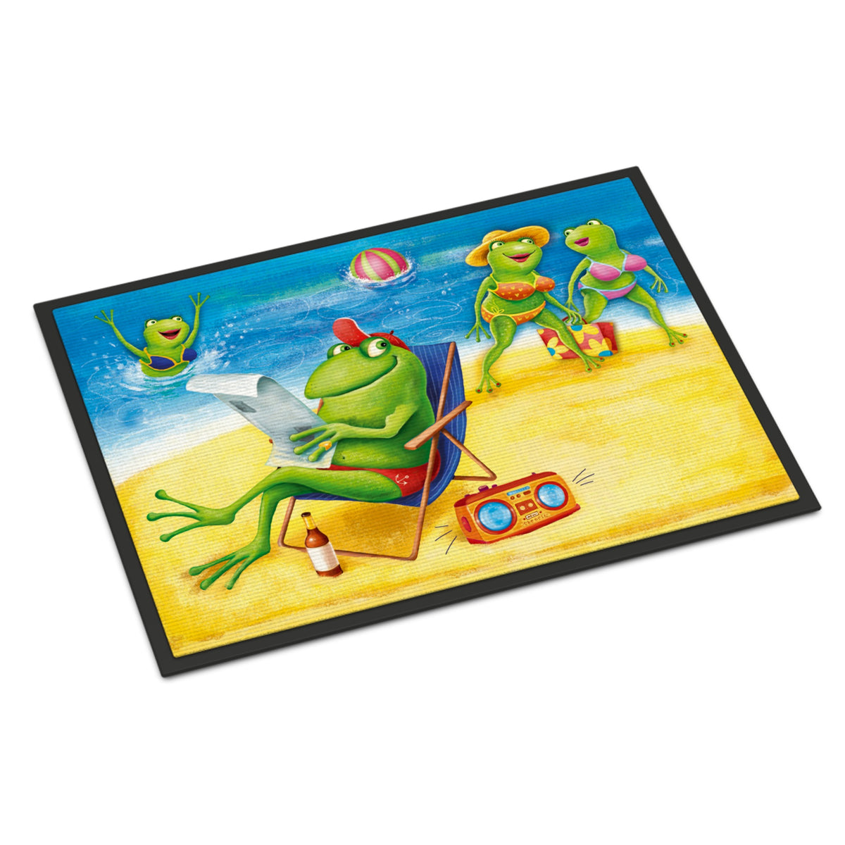 CarolineS Treasures Frogs On The Beach Indoor Or Outdoor Mat 24X36 Aph0080Jmat, 24 Inch  Inch  X 36 Inch  Inch , Multicolor