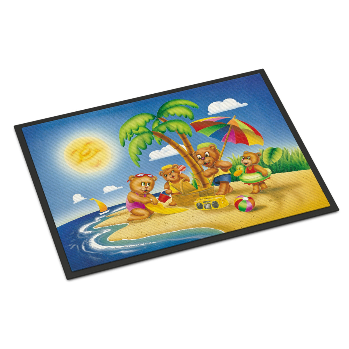 CarolineS Treasures Bears Playing At The Beach Indoor Or Outdoor Mat 18X27 Aph0375Mat, 18 Inch  Inch  X 27 Inch  Inch , Multicolor