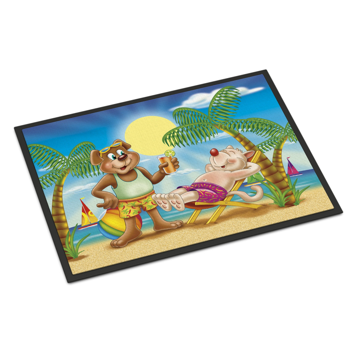 CarolineS Treasures Bears Relaxing At The Beach Indoor Or Outdoor Mat 24X36 Aph3817Jmat, 24 Inch  Inch  X 36 Inch  Inch , Multicolor