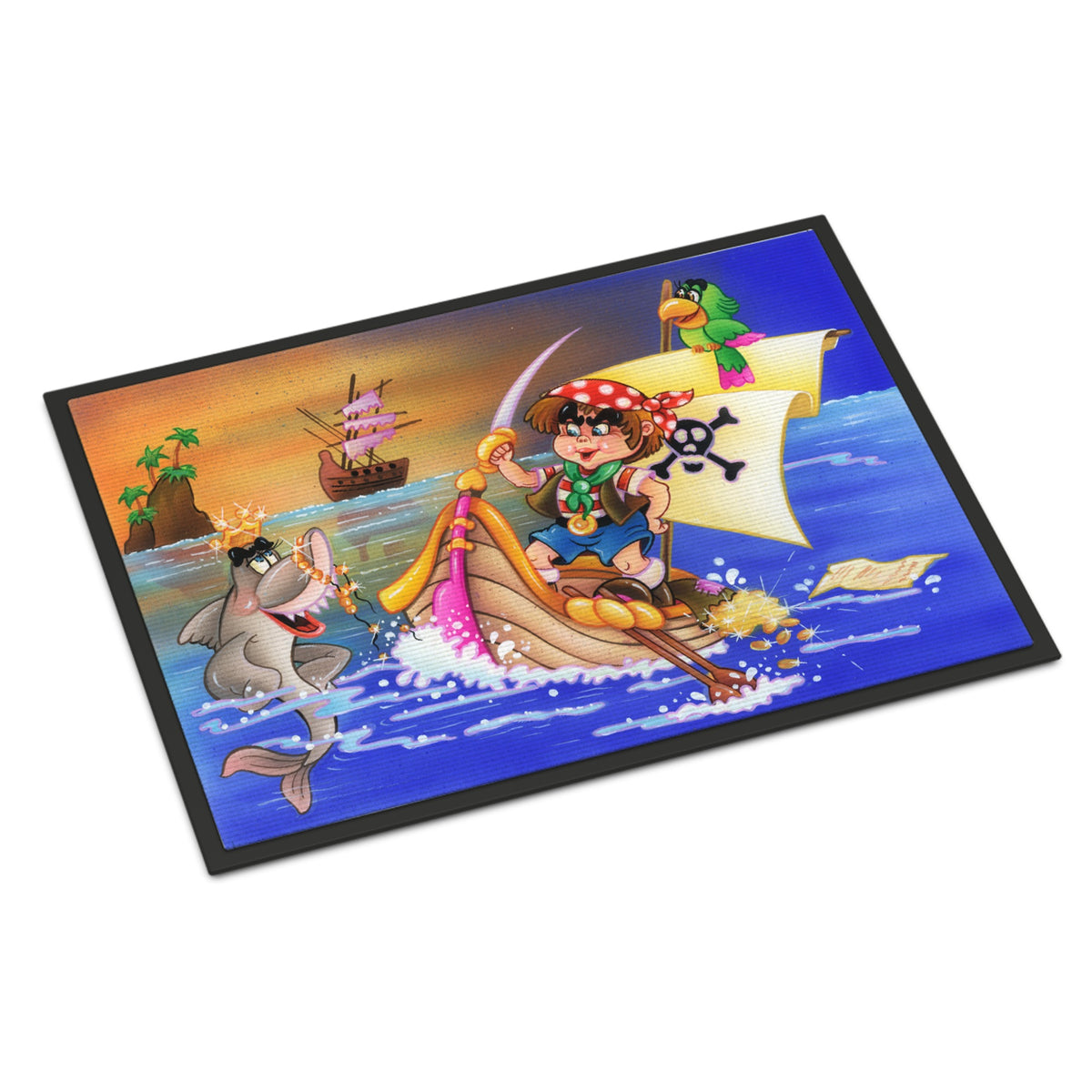 CarolineS Treasures Boy Playing Piriate With Dolphin Indoor Or Outdoor Mat 24X36 Aph6105Jmat, 24 Inch  Inch  X 36 Inch  Inch , Multicolor
