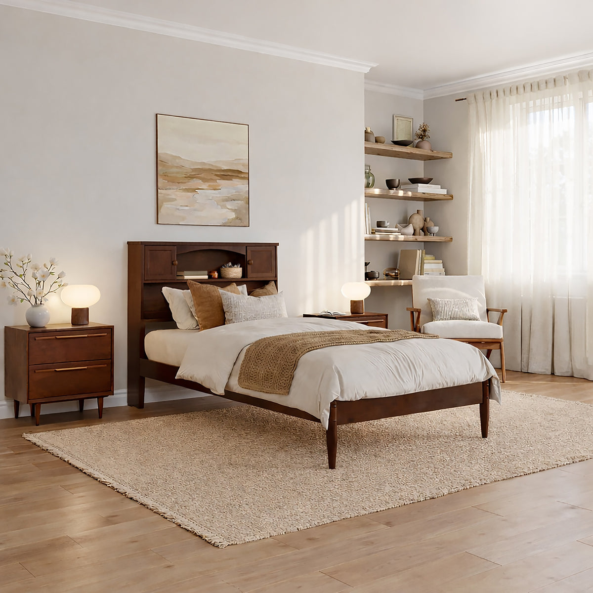 Denver Twin Xl Platform Bed In Walnut