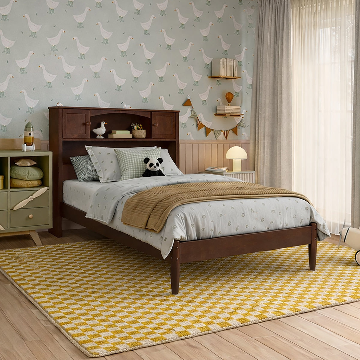 Denver Twin Platform Bed In Walnut