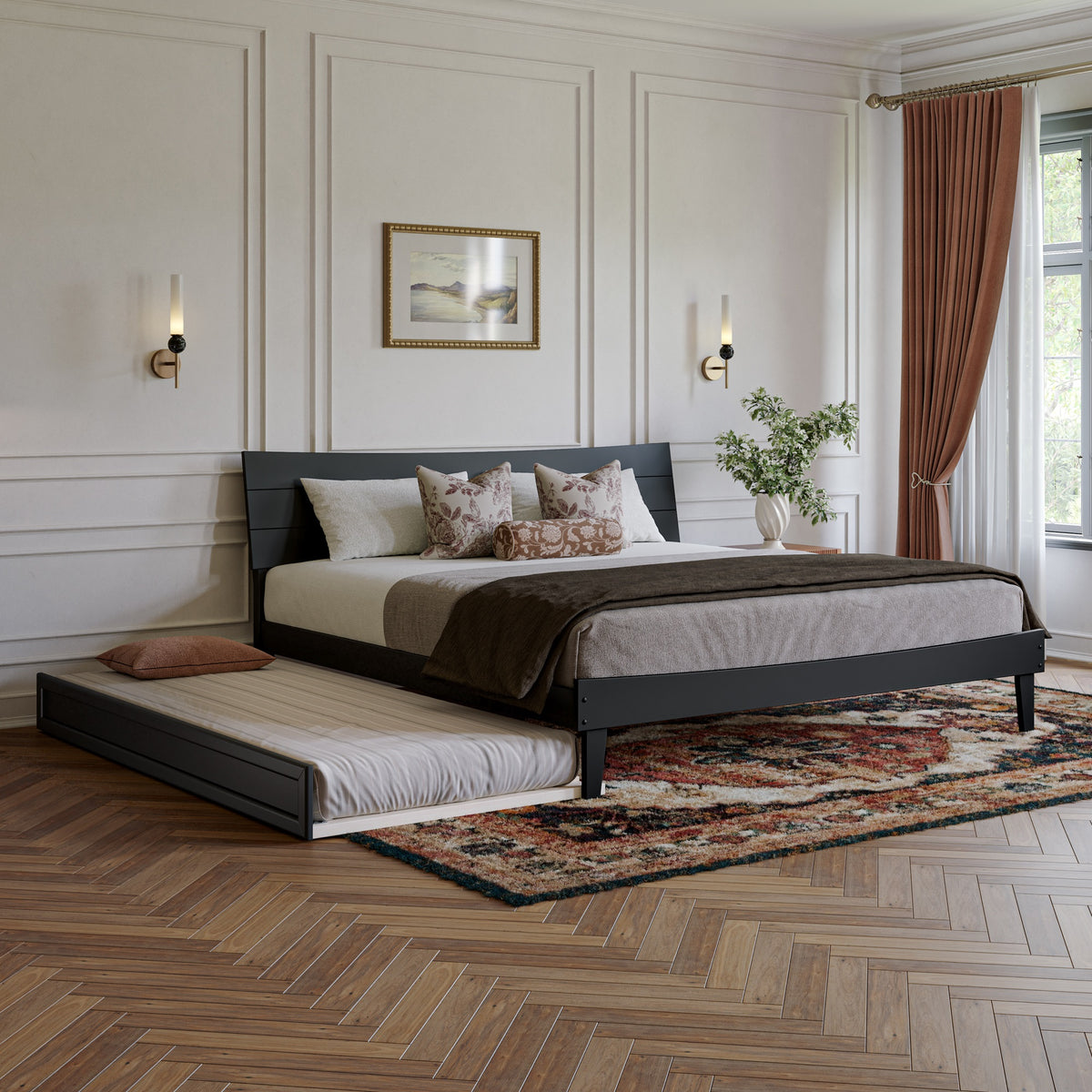 Phoenix King Platform Bed With Twin Xl Trundle In Black