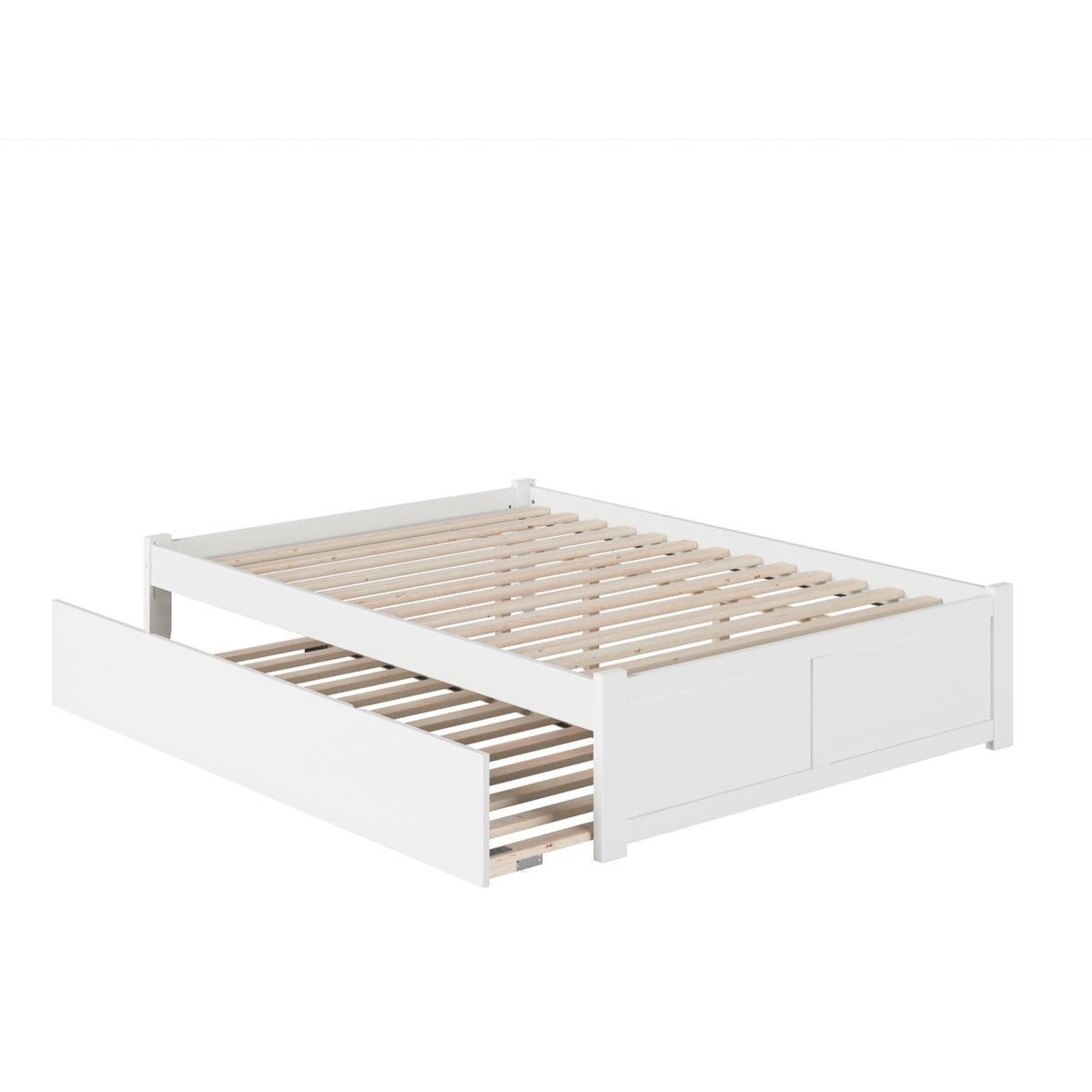 Concord Queen Bed With Footboard And Twin Extra Long Trundle In White