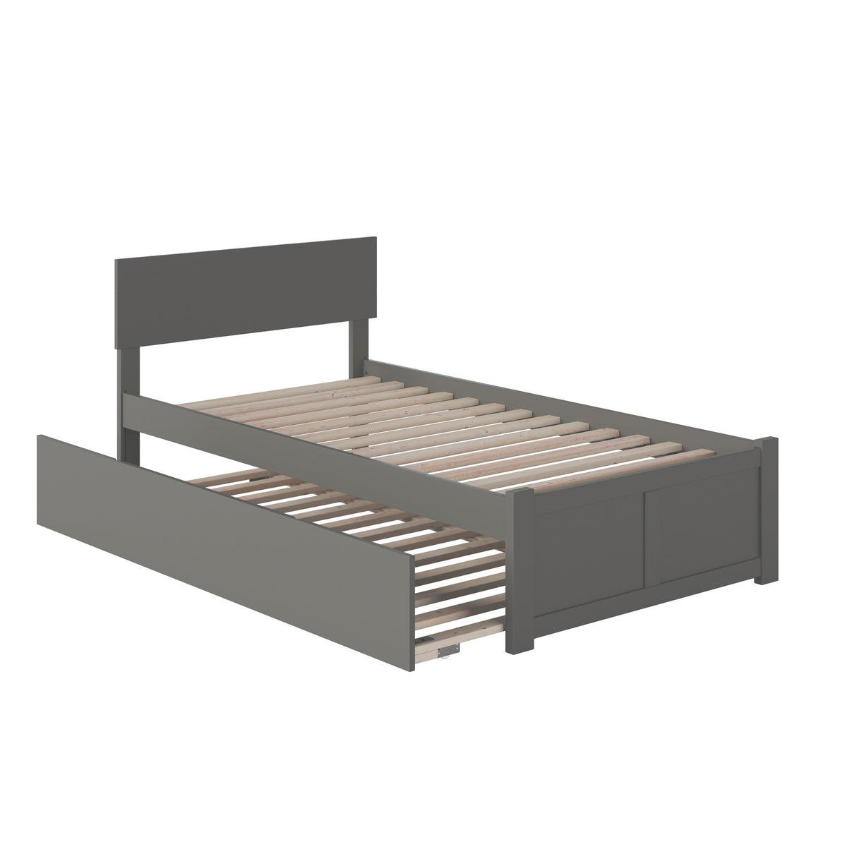 Orlando Twin Xl Platform Bed With Footboard & Twin Xl Trundle In Grey