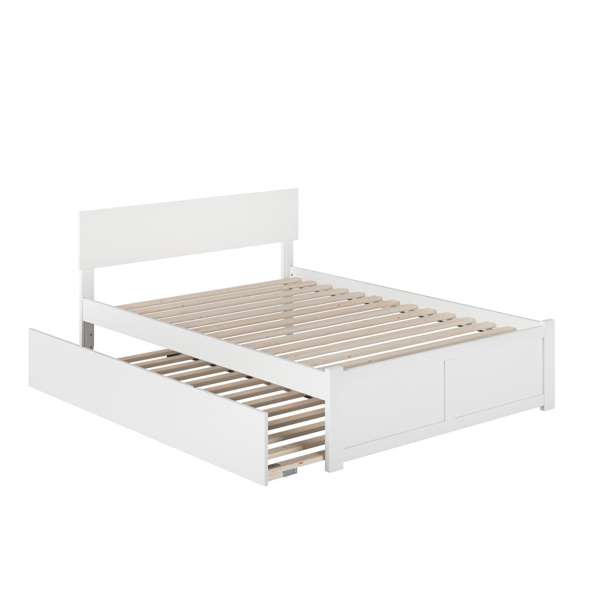 Orlando Queen Platform Bed With Footboard & Twin Xl Trundle In White