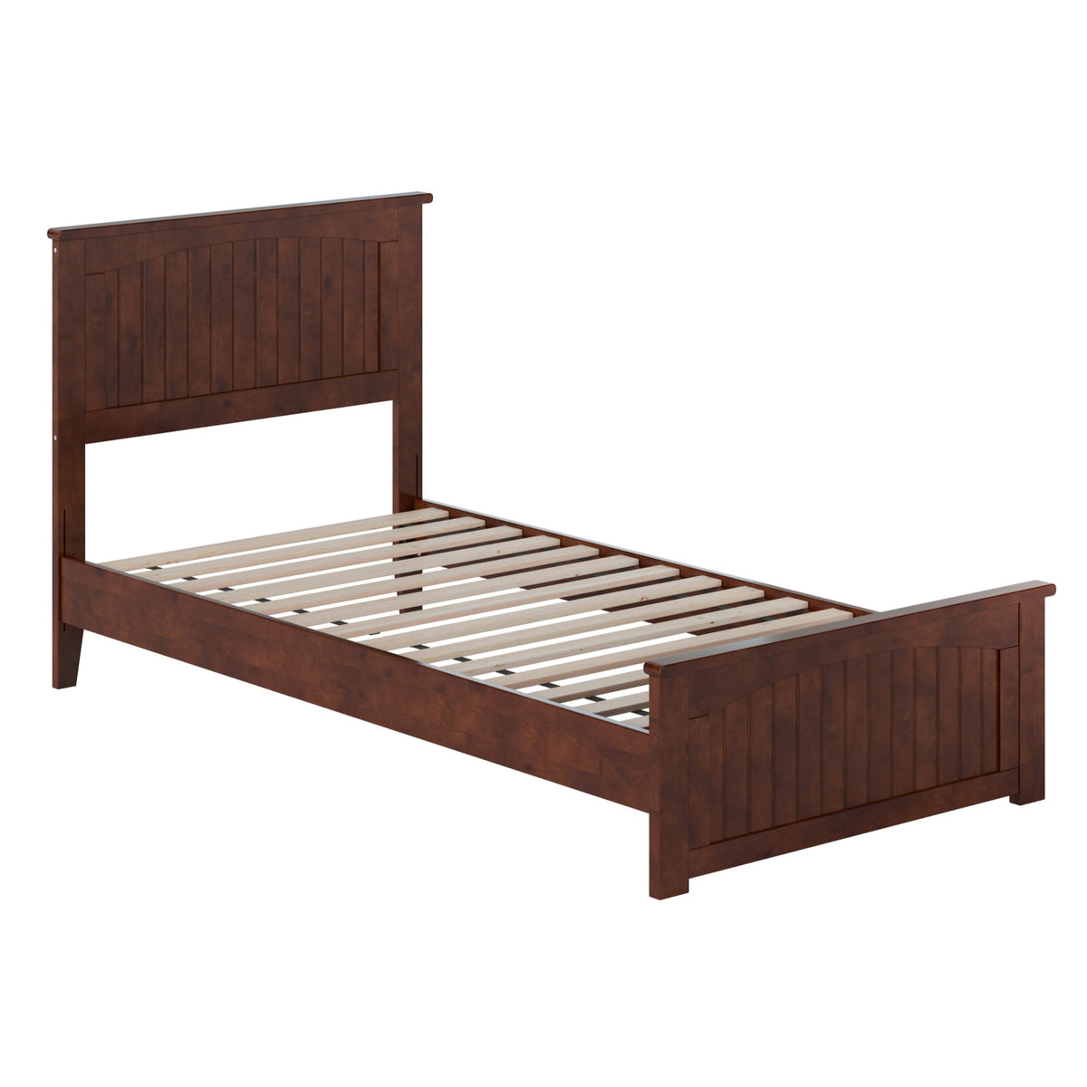 Naples Twin Xl Solid Wood Low Profile Platform Bed With Matching Footboard In Walnut
