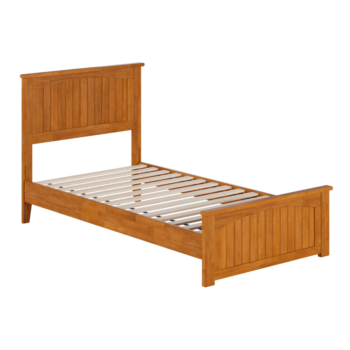 Naples Twin Solid Wood Low Profile Platform Bed With Matching Footboard In Light Toffee