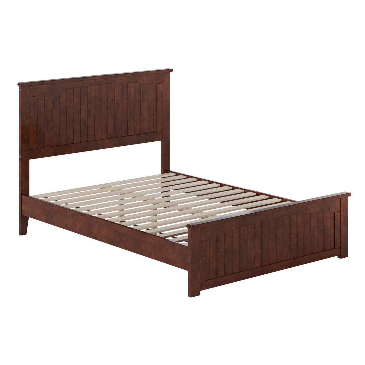 Naples Full Solid Wood Low Profile Platform Bed With Matching Footboard In Walnut