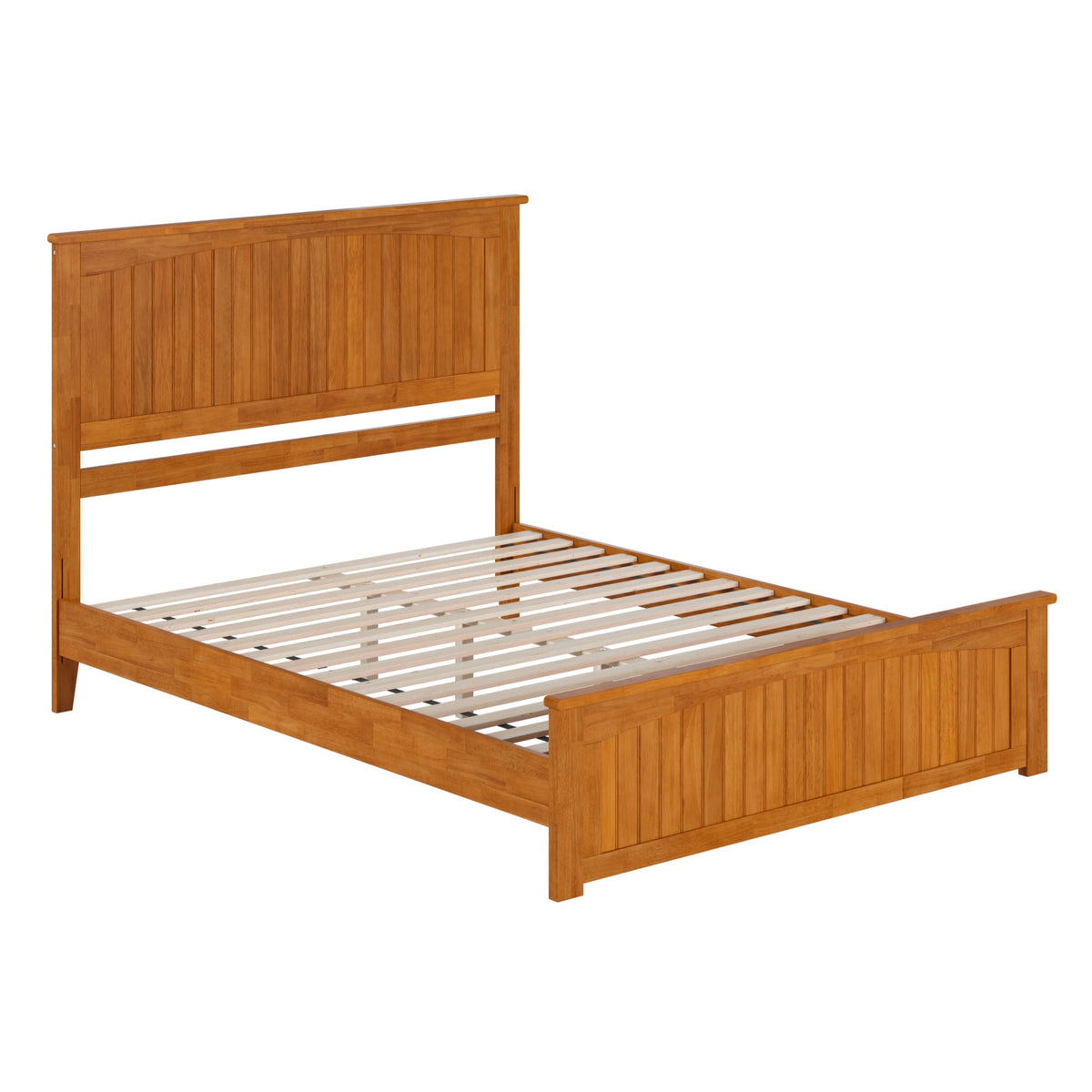 Naples Queen Solid Wood Low Profile Platform Bed With Matching Footboard In Light Toffee