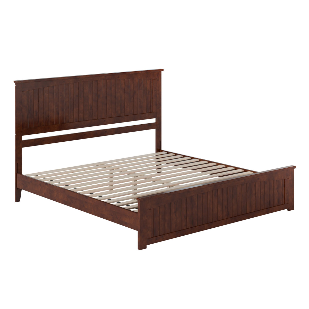 Naples King Solid Wood Low Profile Platform Bed With Matching Footboard In Walnut