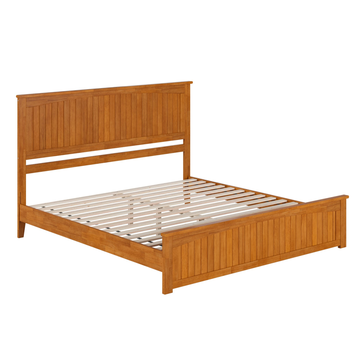 Naples King Solid Wood Low Profile Platform Bed With Matching Footboard In Light Toffee