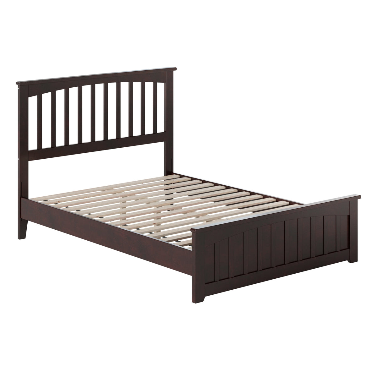 Becket Full Solid Wood Low Profile Platform Bed With Matching Footboard In Espresso