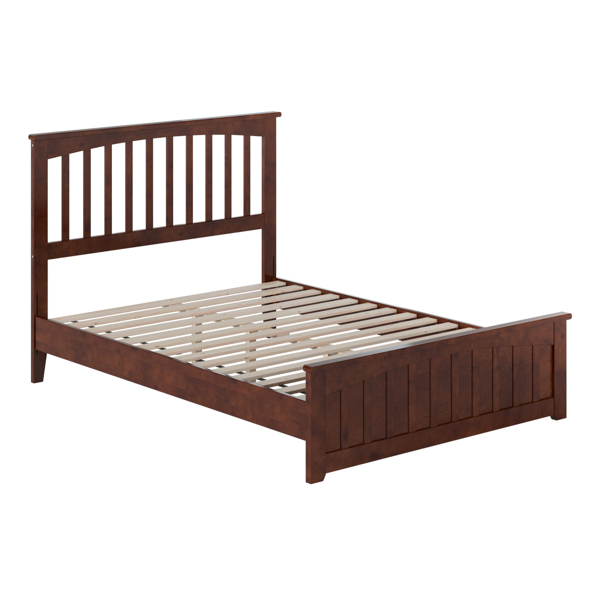 Becket Full Solid Wood Low Profile Platform Bed With Matching Footboard In Walnut