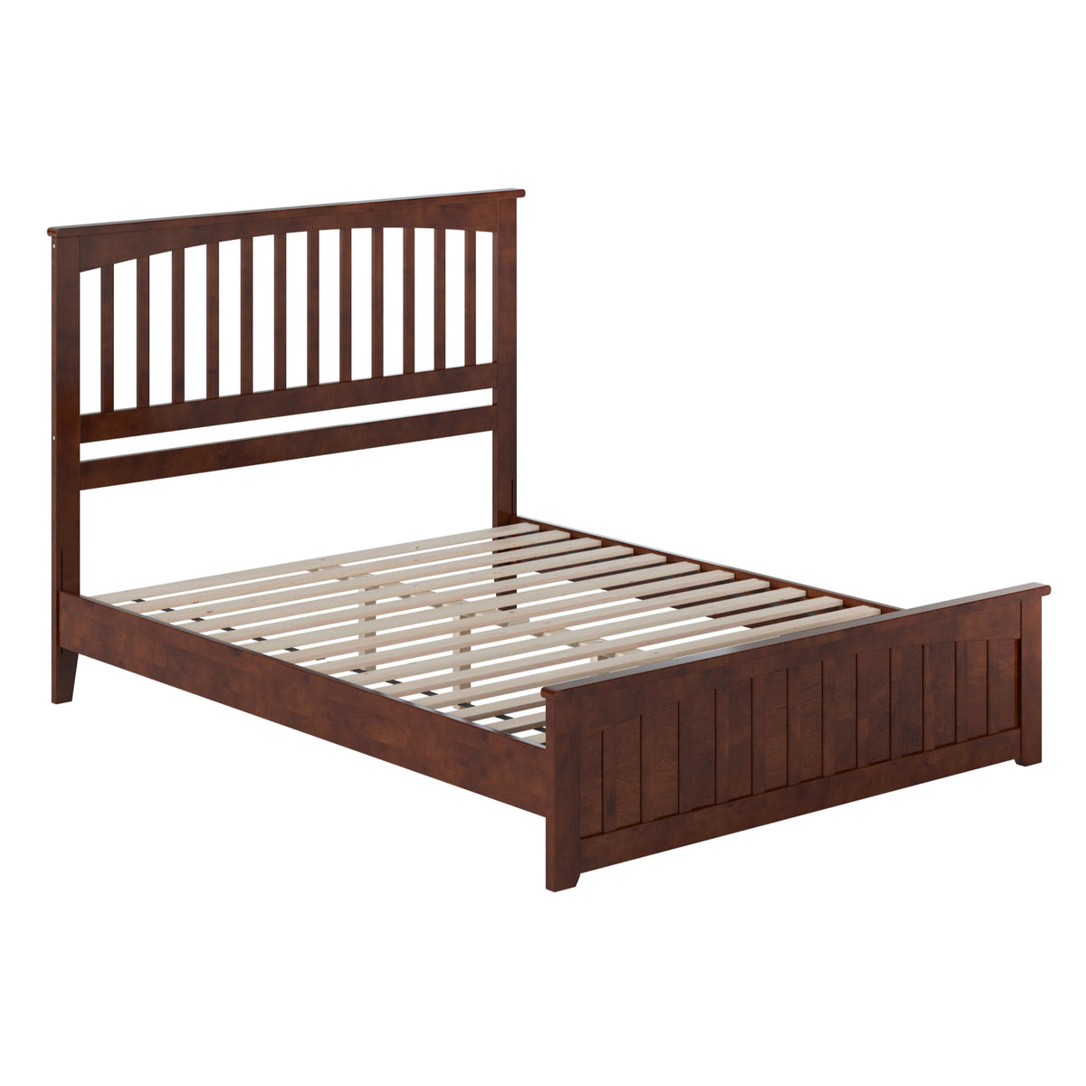 Becket Queen Solid Wood Low Profile Platform Bed With Matching Footboard In Walnut
