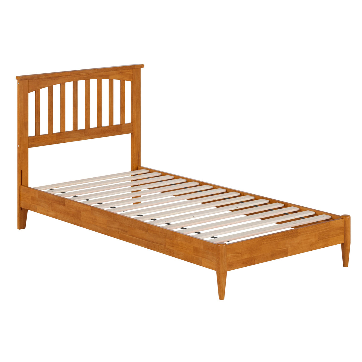 Becket Twin Xl Solid Wood Low Profile Platform Bed In Light Toffee