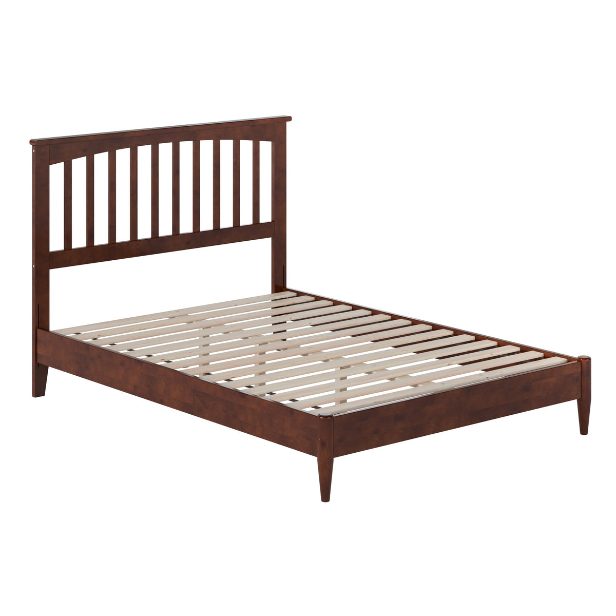 Becket Full Solid Wood Low Profile Platform Bed In Walnut