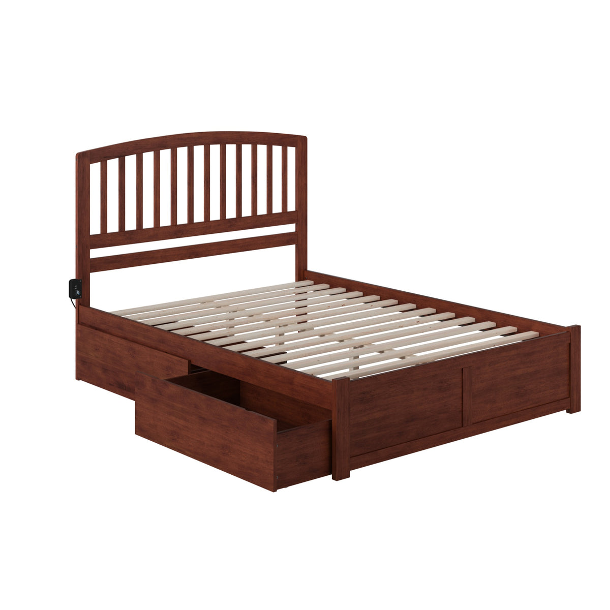 Richmond King Platform Bed With Flat Panel Foot Board And 2 Urban Bed Drawers In Walnut