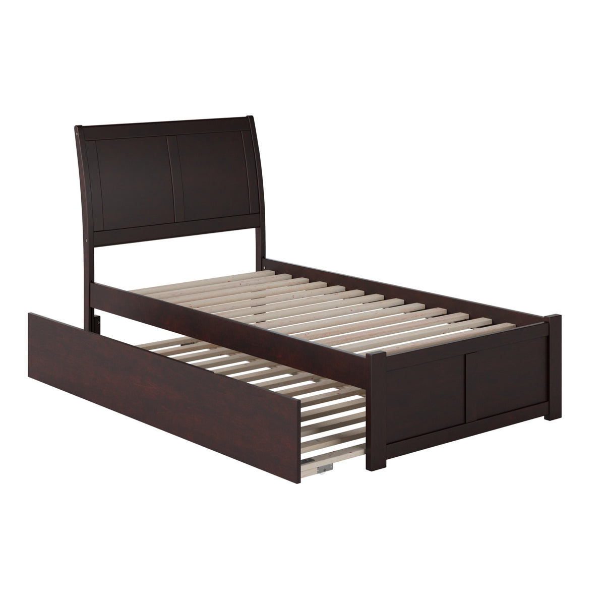 Portland Twin Extra Long Bed With Footboard And Twin Extra Long Trundle In Espresso