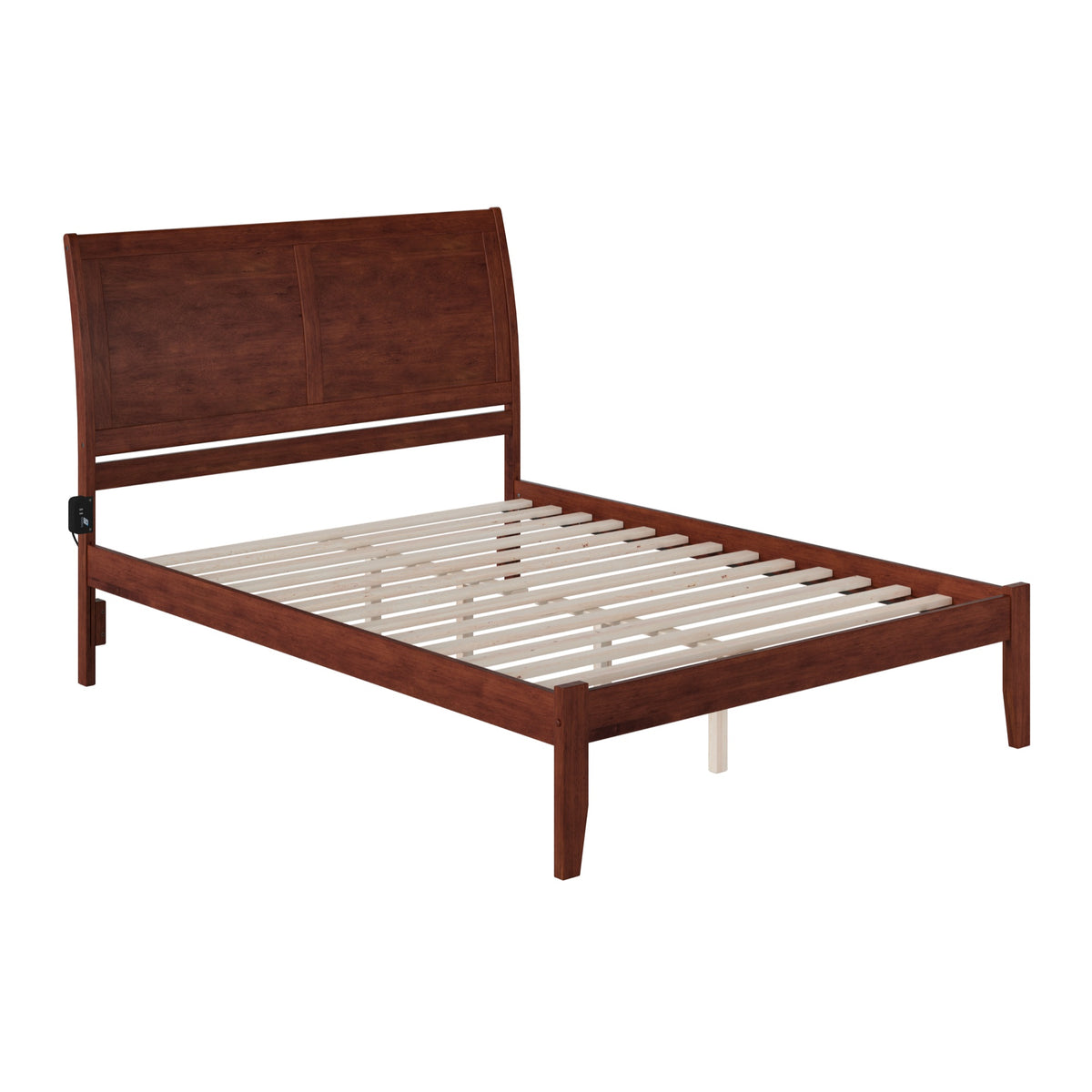 Afi Portland King Size Platform Bed With Charging Station In Walnut