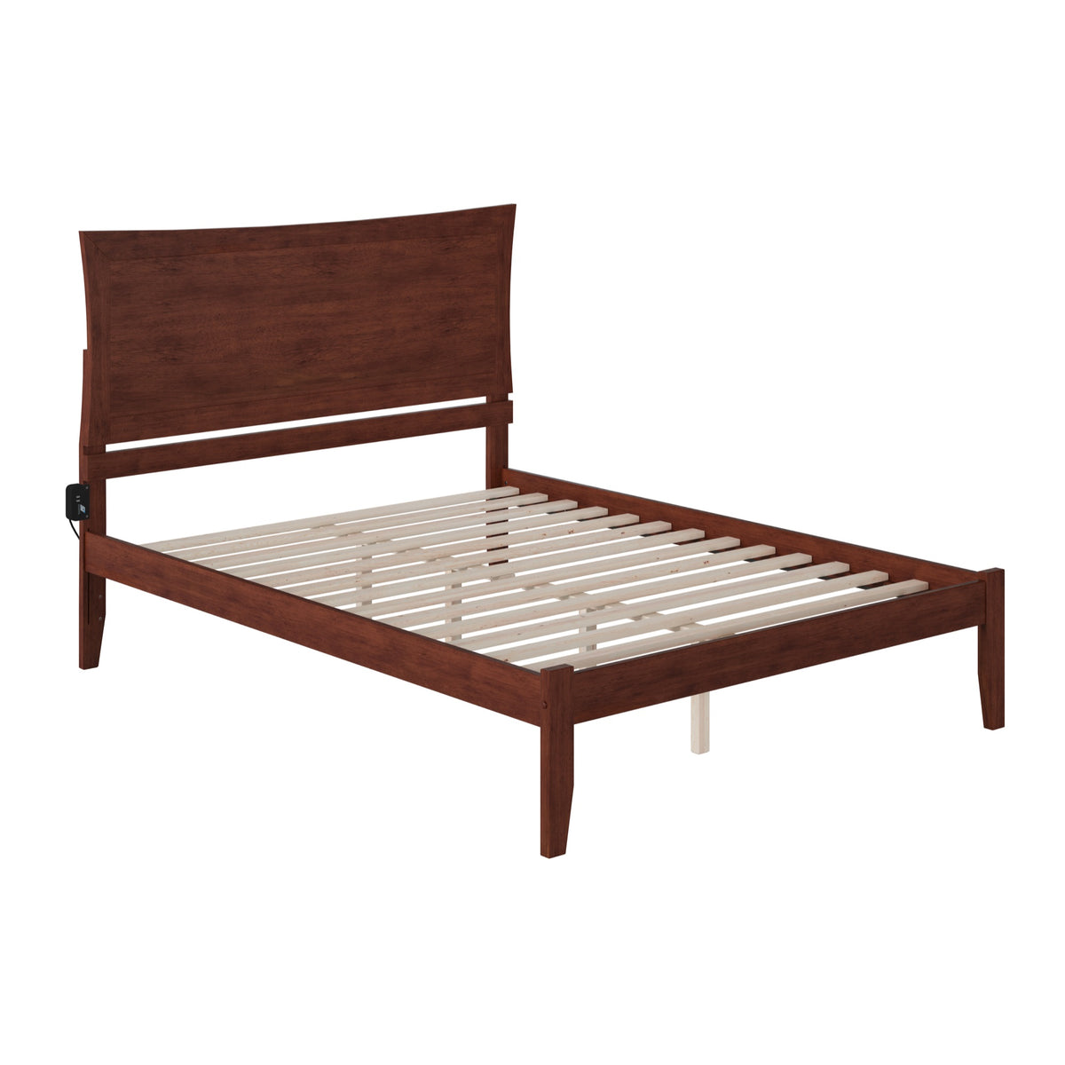Afi Metro Queen Size Platform Bed With Charging Station In Walnut