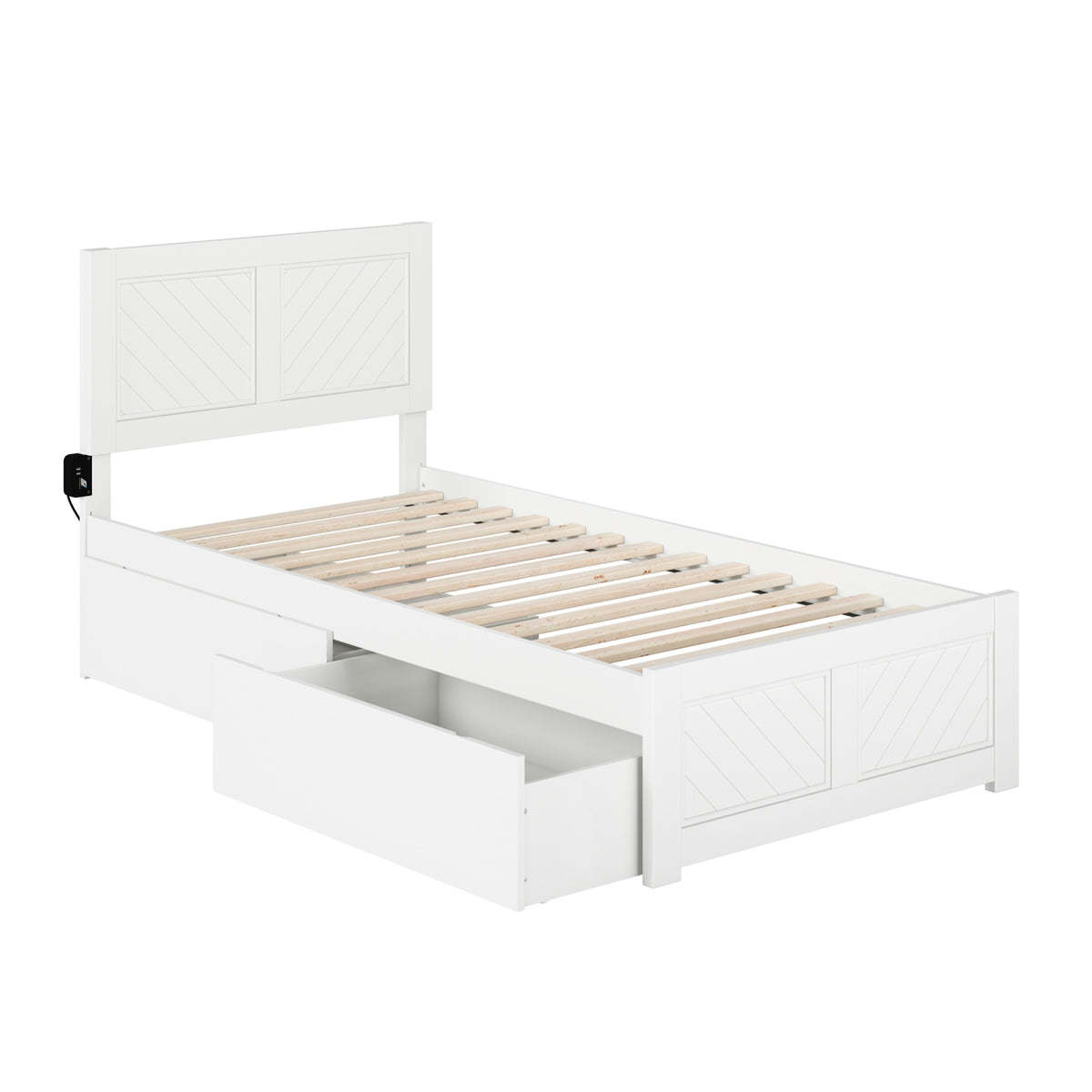 Canyon Twin Xl Platform Bed With Matching Footboard And Storage Drawers In White