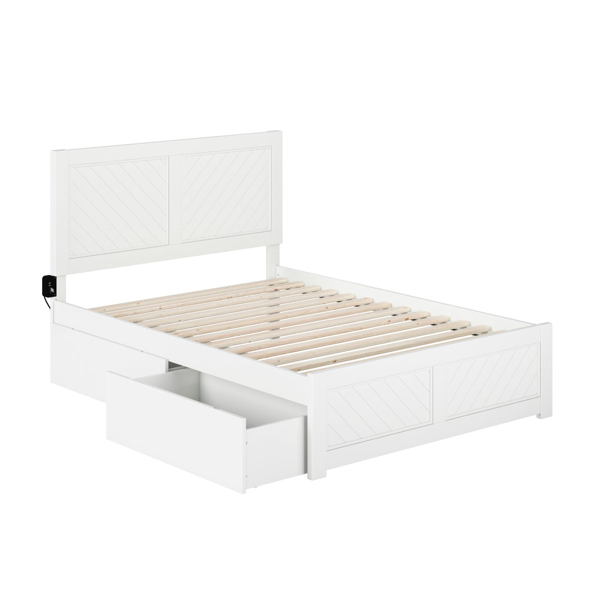 Canyon Full Platform Bed With Matching Footboard And Storage Drawers In White