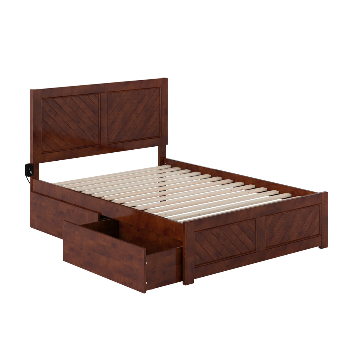 Canyon Full Platform Bed With Matching Footboard And Storage Drawers In Walnut