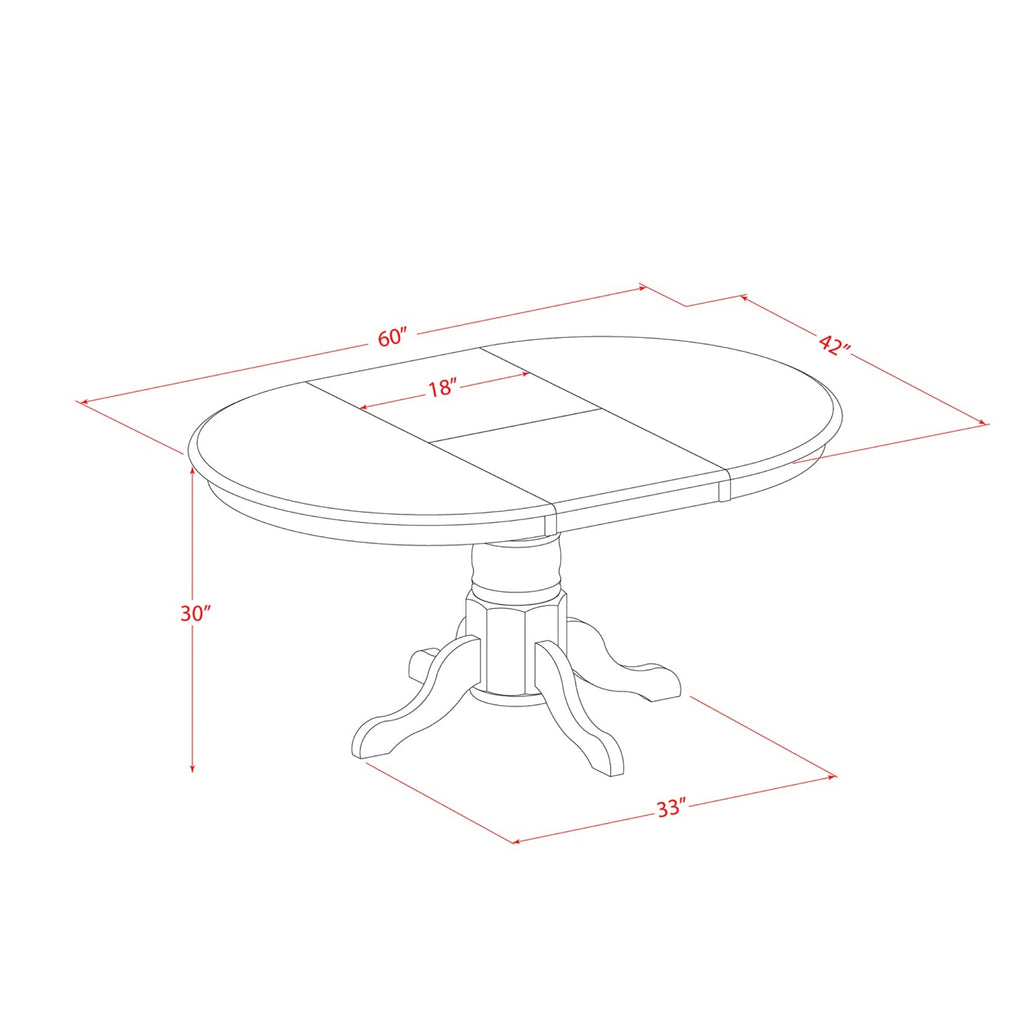 East West Furniture AVDO5-WHI-W 5 Piece Kitchen Table Set for 4 Includes an Oval Dining Room Table with Butterfly Leaf and 4 Dining Chairs, 42x60 Inch, Buttermilk & Cherry