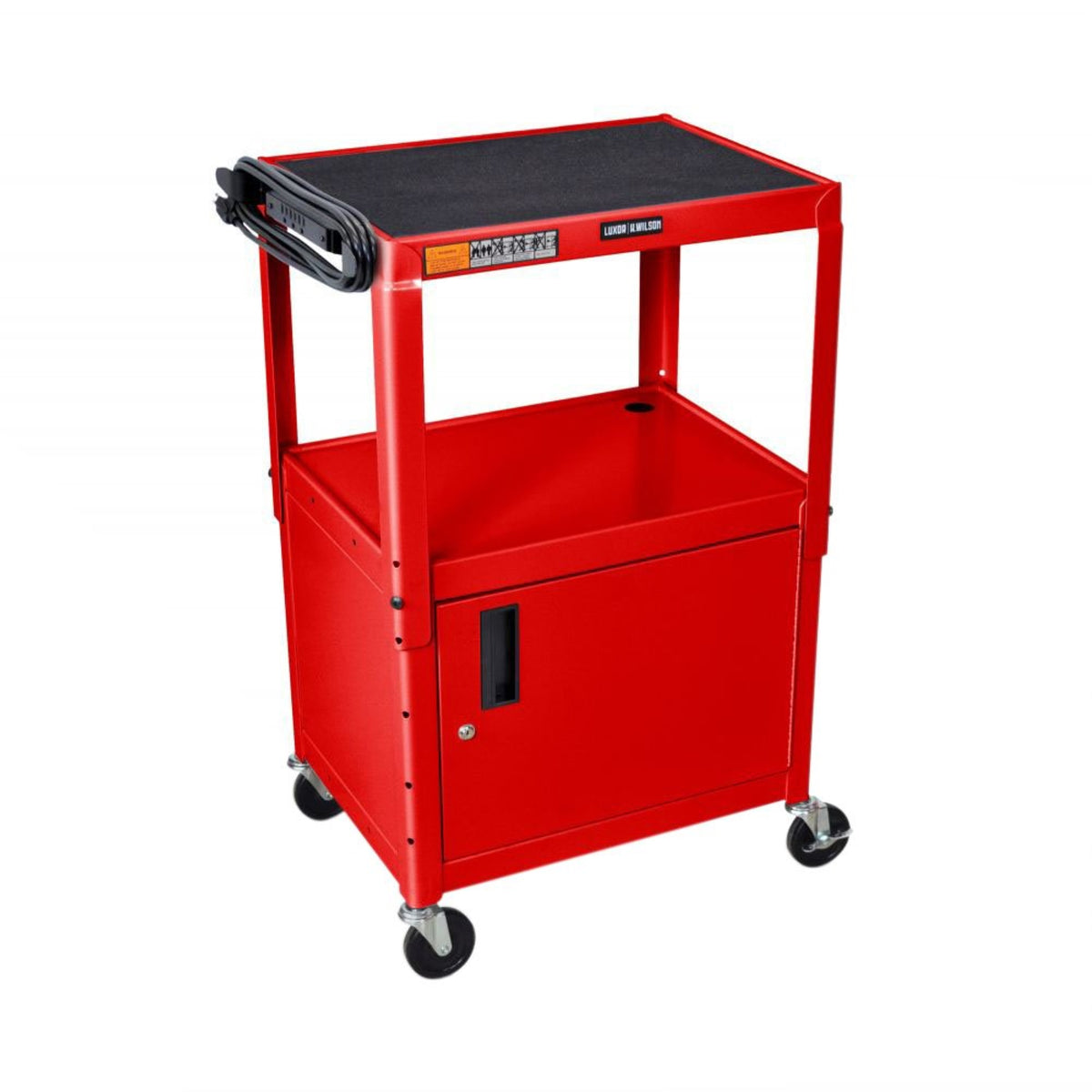Ergode Height Adjustable Multipurpose Av Utility Cabinet Cart  Red