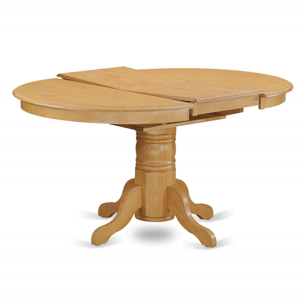 East West Furniture Avon 5 Piece Room Set Includes an Oval Wooden Table with Butterfly Leaf and 4 Linen Fabric Kitchen Dining Chairs, 42x60 Inch, Oak
