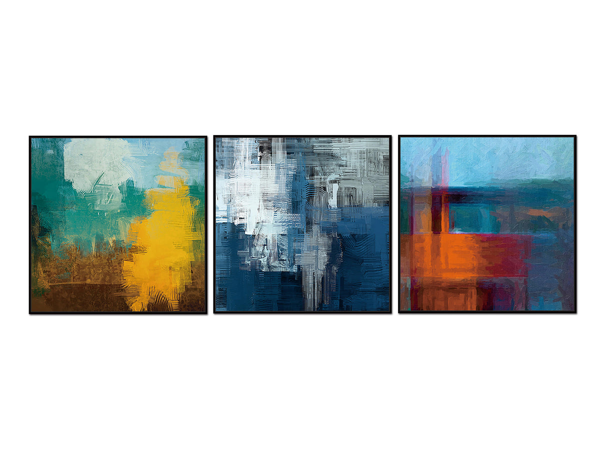 Terra 3Piece 28 Inch X28 Inch  (Each) Canvas Wall Art, Black Ps Frame