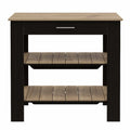 TUHOME Cala Kitchen Island 40, Countertop Table, Two Shelves, One Drawer, Four Legs, Black-Light Oak, For Kitchen Room